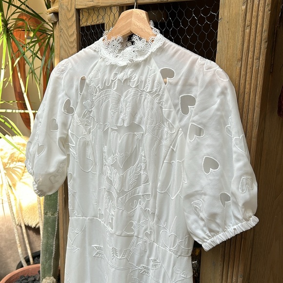 Sthela & Co White Embroidered Eyelet Lace Cut Out Short Sleeve Maxi Dress - Picture 3 of 14